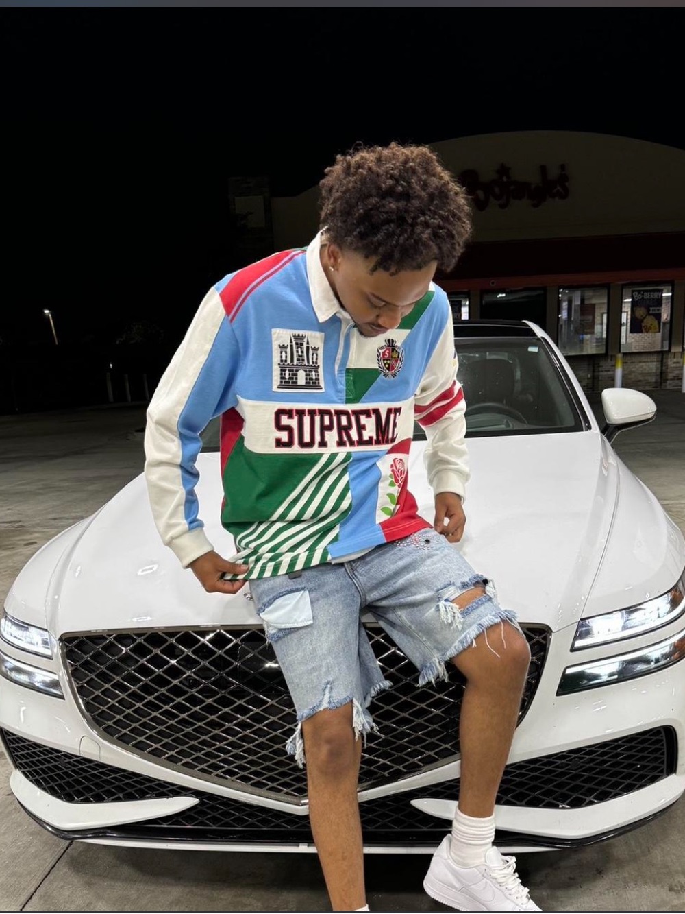 Supreme Patchwork Rugby Shirt in Blue, Red, Green, White - Picture 3 of 3